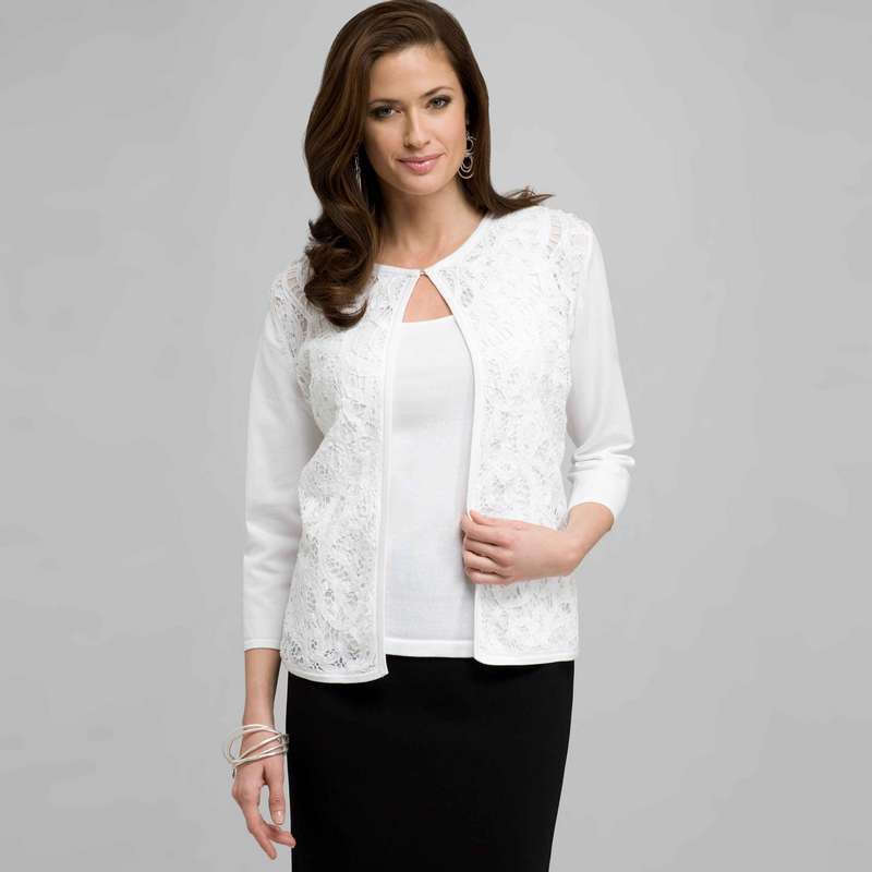 Crew Neck Cardigan, , large