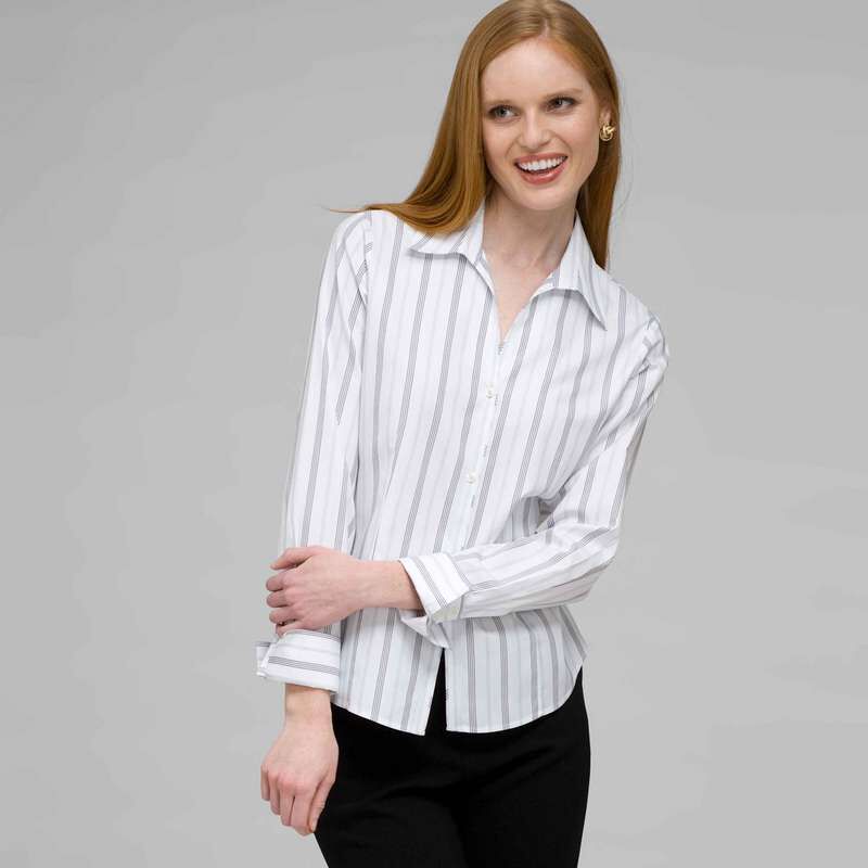No-Iron Easy Care French Cuff Striped Shirt, , large