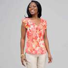 Ruffle Neckline Button Down Blouse, , small