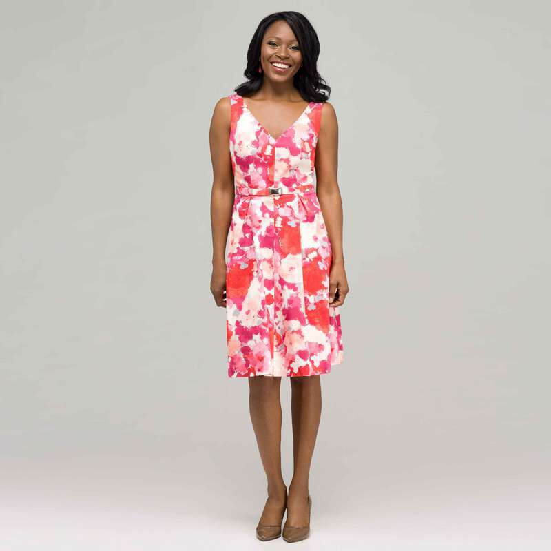 Floral V-Neck Dress, , large