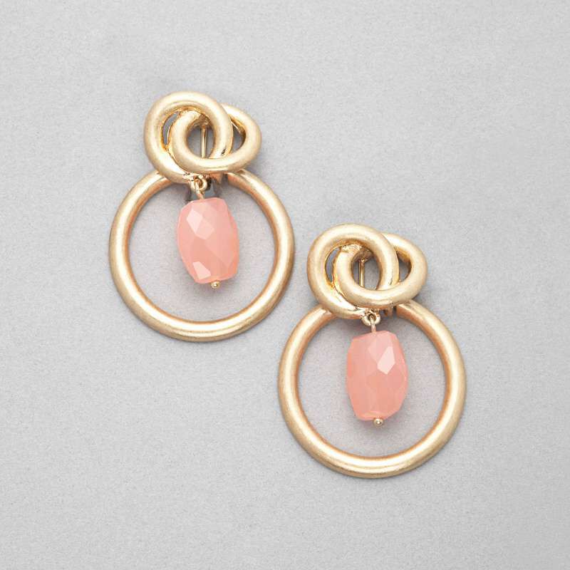 Pink Quartz Hoop Earring, , large