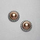 Bronze Clip On Button Earring, , small