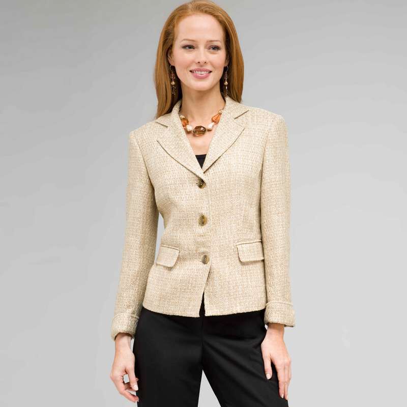 Notch Collar Basket Weave Jacket, , large