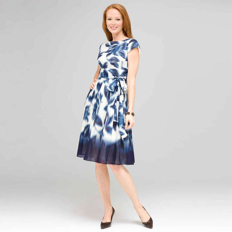 Blurred Leaf Floral Wrap Dress, , large