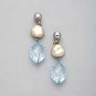 Blue and Gold Clip On Earring, , small