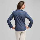 Striped Pleated Ruffle Front Shirt, , small